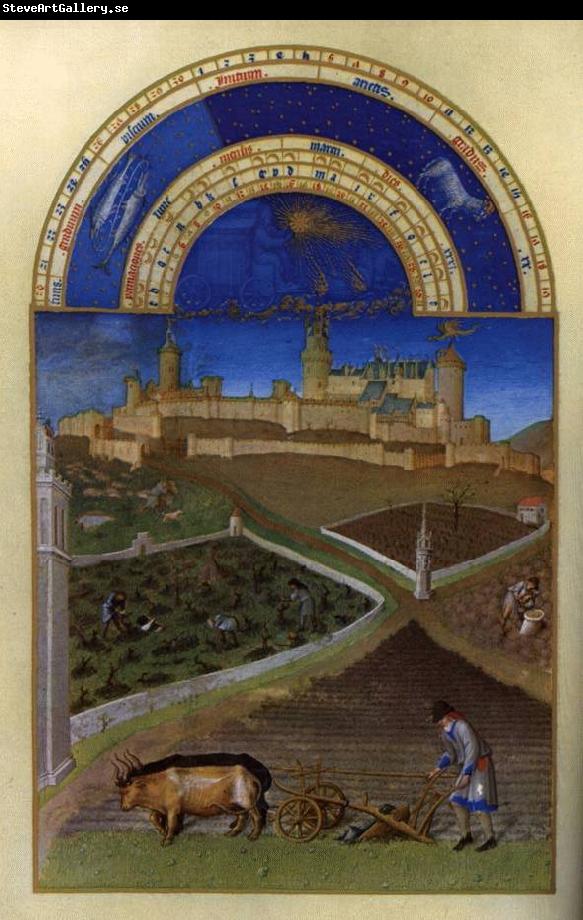 LIMBOURG brothers Les trs riches heures du Duc de Berry: Mars (March) wf